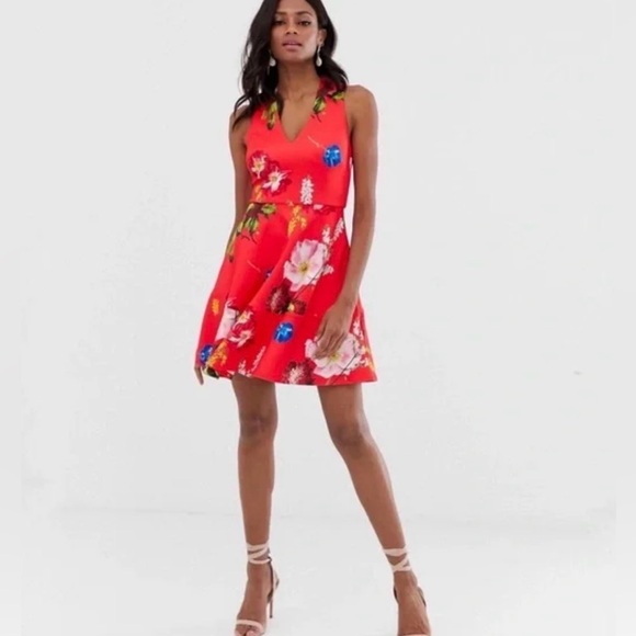 Ted Baker Red "Kinle" Cabana Floral Skater Dress - Picture 14 of 16